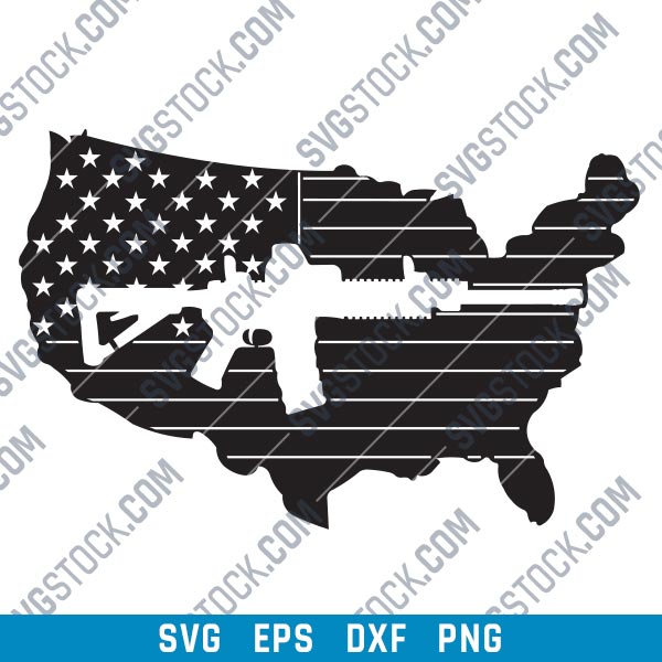 American flag vector with a Gun Design file - SVG DXF EPS PNG ...