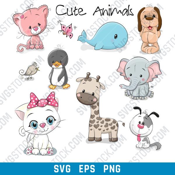 Cute Animals Vector Design files - SVG EPS PNG S053