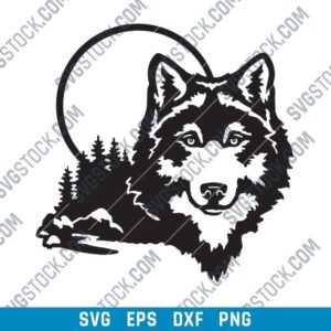 Moonlight Wolf Wall Art Vector Design file - SVG DXF EPS PNG