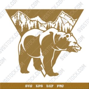 Bear triangle mountain tree pine design files - DXF SVG EPS AI CDR