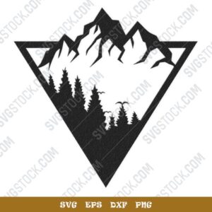 Triangle mountain tree pine vector design files - SVG DXF EPS PNG