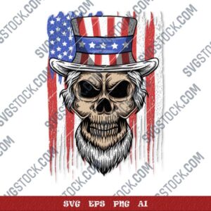 Uncle sam skull in front of USA flag