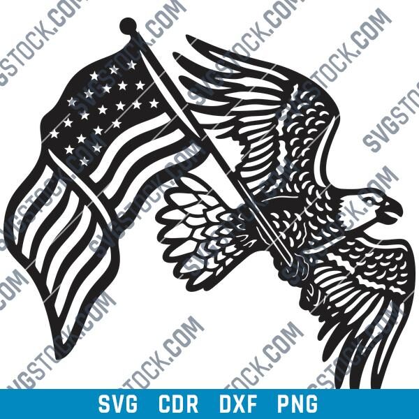 American Flag Eagle DXF File