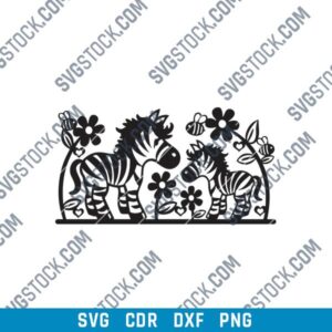 Zebra Flowers Decoration for Kids DXF File